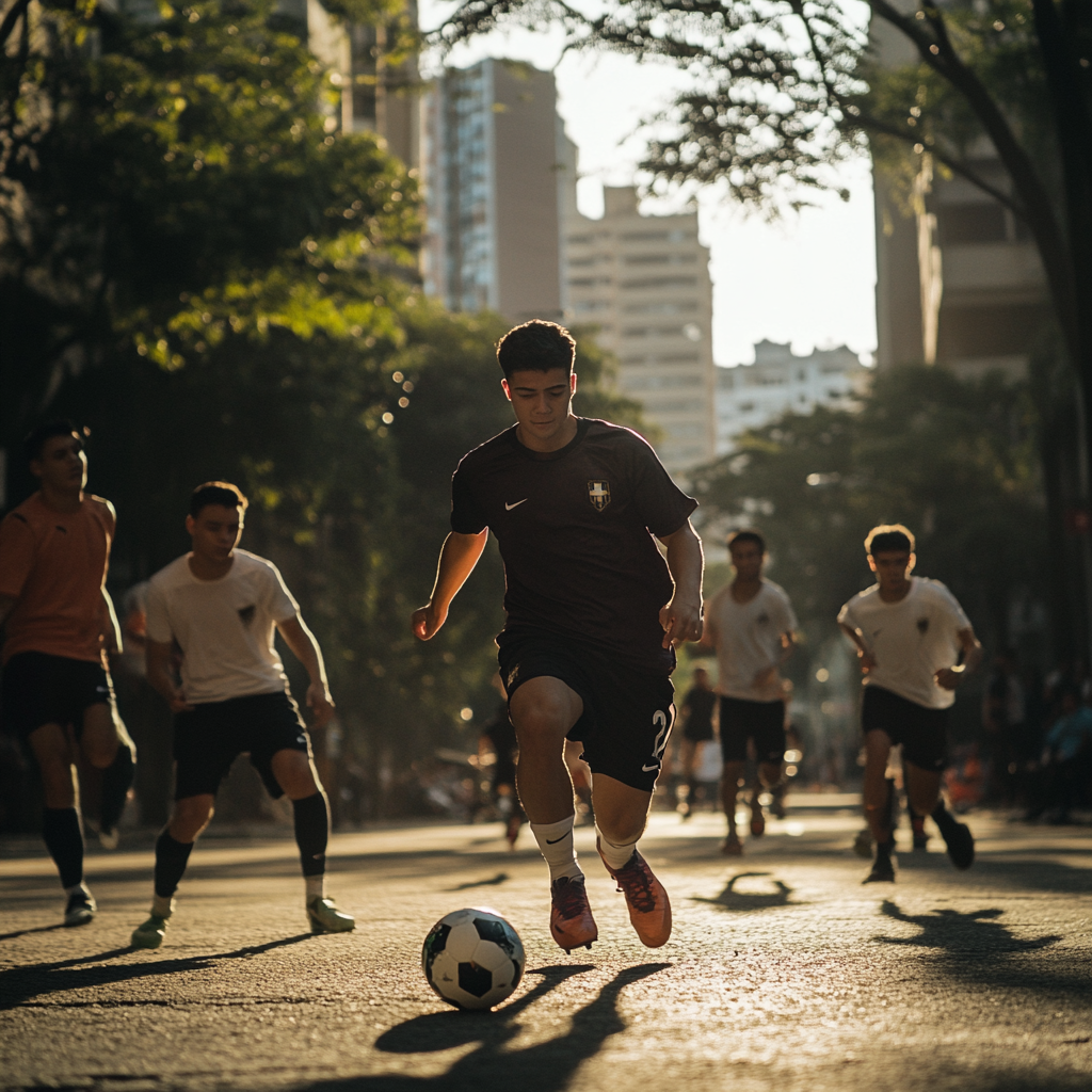 criacaocenaturo_cinematic_photo_of_young_adults_playing_soccer__7a4f2bda-cfb8-40ff-9a3a-d0ae575a4641